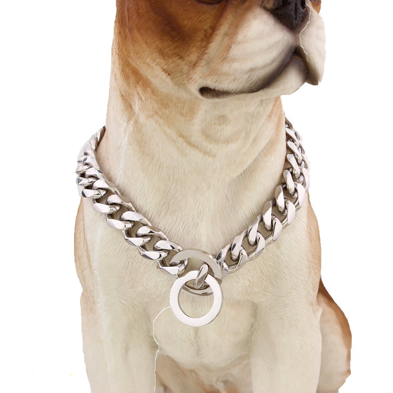 [Australia] - GZMZC 12/15/19mm Strong 316L Stainless Steel Curb Cuban Link Chain Dog Choker Collar 12-36inch 12mm width 26" recommend dog's neck:22" 