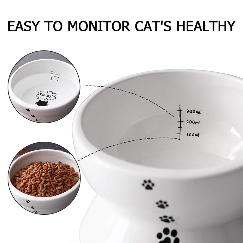 [Australia] - Y YHY Cat Bowl Elevated, Raised Cat Food Water Bowl, Tilted Cat Food Dish Ceramic, Anti Vomiting, No Spill Pet Water Bowl for Cats or Dogs,15 Ounces, Whisker Fatigue, Dishwasher Safe 