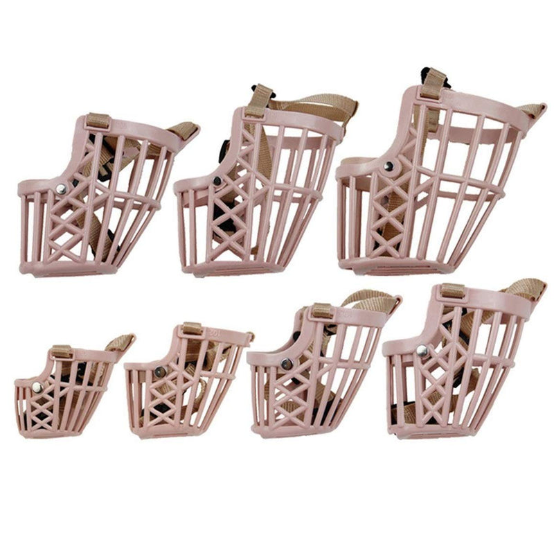 Beikalone 7 Piece Set Plastic Dog Muzzle Anti Bite Guard Adjustable Pet Basket Masks Dog Training Mouth Cover Mesh Cage Breathable Comfortable - PawsPlanet Australia