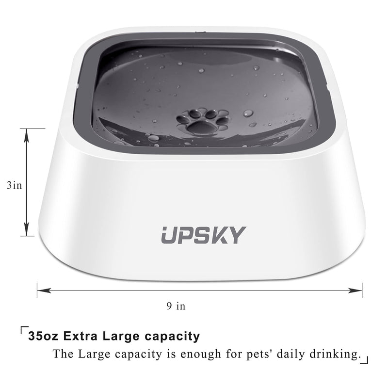 UPSKY Dog Bowl Dog Water Bowl No-Spill Pet Water Bowl Slow Water Feeder Dog Bowl No-Slip Pet Water Dispenser 35oz Feeder Bowl for Dogs and Cats grey - PawsPlanet Australia