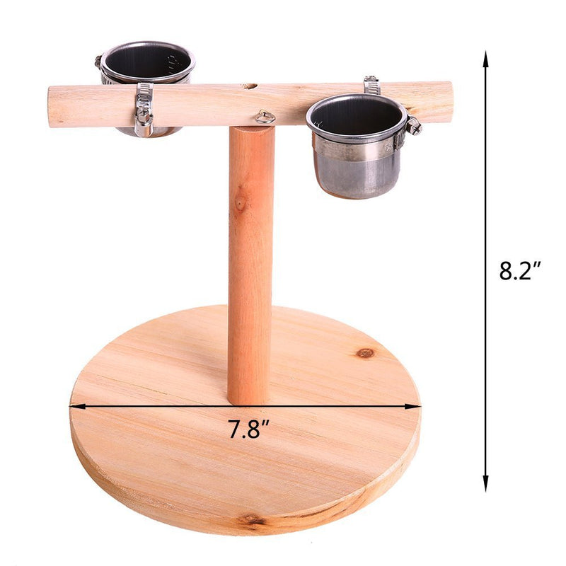 [Australia] - Mrli Pet Bird Table Perch Stands Wooden for Small Bird Parrot Budgies Parakeet Cockatiel Cockatoo Conure Lovebird or Small Animal Hamster Training Tripod Toy Table Top Bird Stand 2 Cup 