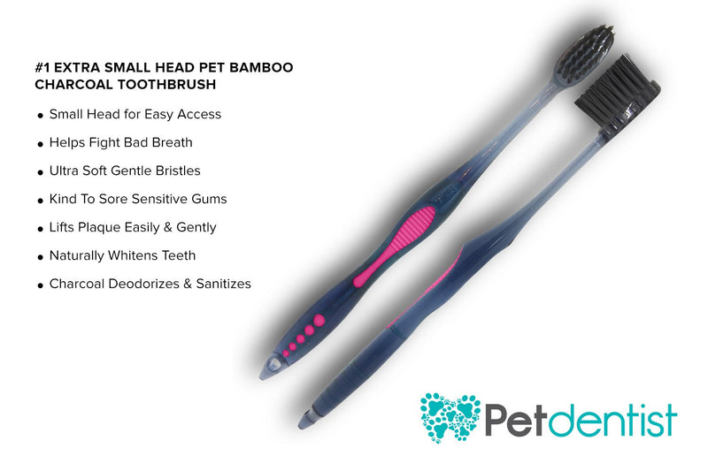 Petdentist Premium Cat Dog Toothbrush with Very Soft Bamboo Charcoal Dental Hygiene Brushes. Best for Bleeding Gums, Gingivitis Oral Care. Kind Pet Teeth Cleaning & Removing Tartar & Plaque Off Easily Pink - PawsPlanet Australia