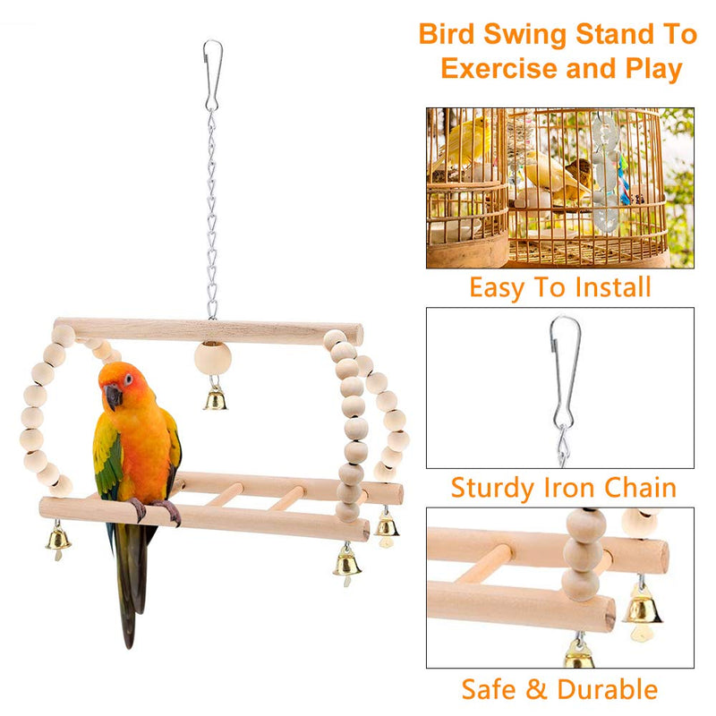 Global-store 7 Packs Bird Toys, Wooden Hanging Bird Cage Toys Climbing Stand Ladder Bird Toys for Parakeets, Conures, Cockatiels, Lovebirds, Parrots, Macaws, Finches, Budgie, Small, Medium Birds - PawsPlanet Australia