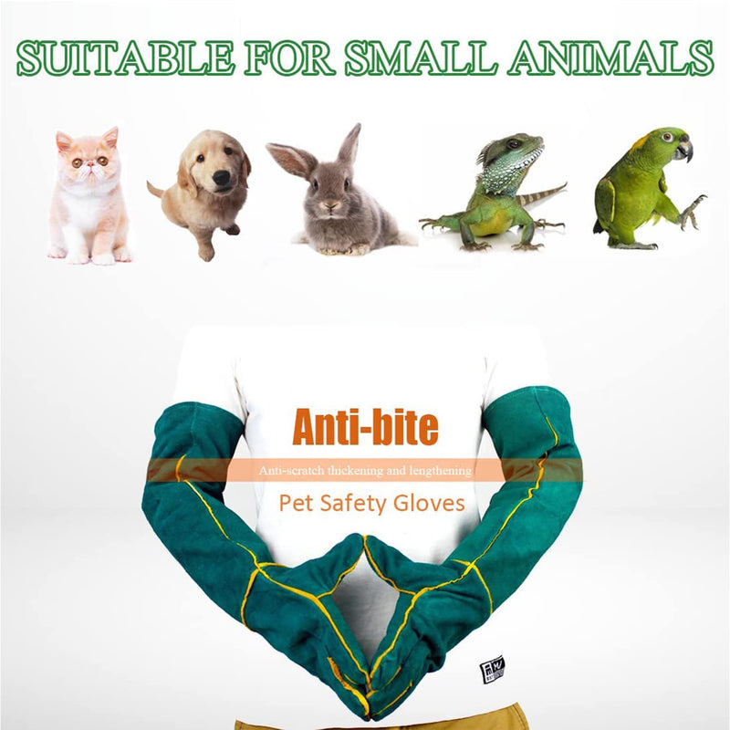 XIEHUZA Animal Handling Anti-Bite Gloves, 16inch Reinforced Leather Welding Gloves for Gardening, Grooming, Dog Training, Cat Scratch, Bird Handling Falcon Gloves Grabbing, Bite Resistant Feed Gloves 40cm/ 16inch - PawsPlanet Australia