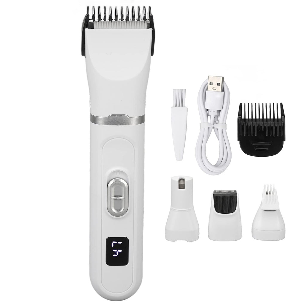 Pet Paw Trimmer, Pet Hair Grooming Trimmer, Dog Clipper Grooming Kit, 4 Blades, Low Noise Cordless Rechargeable Pet Paw Trimmer, White - PawsPlanet Australia