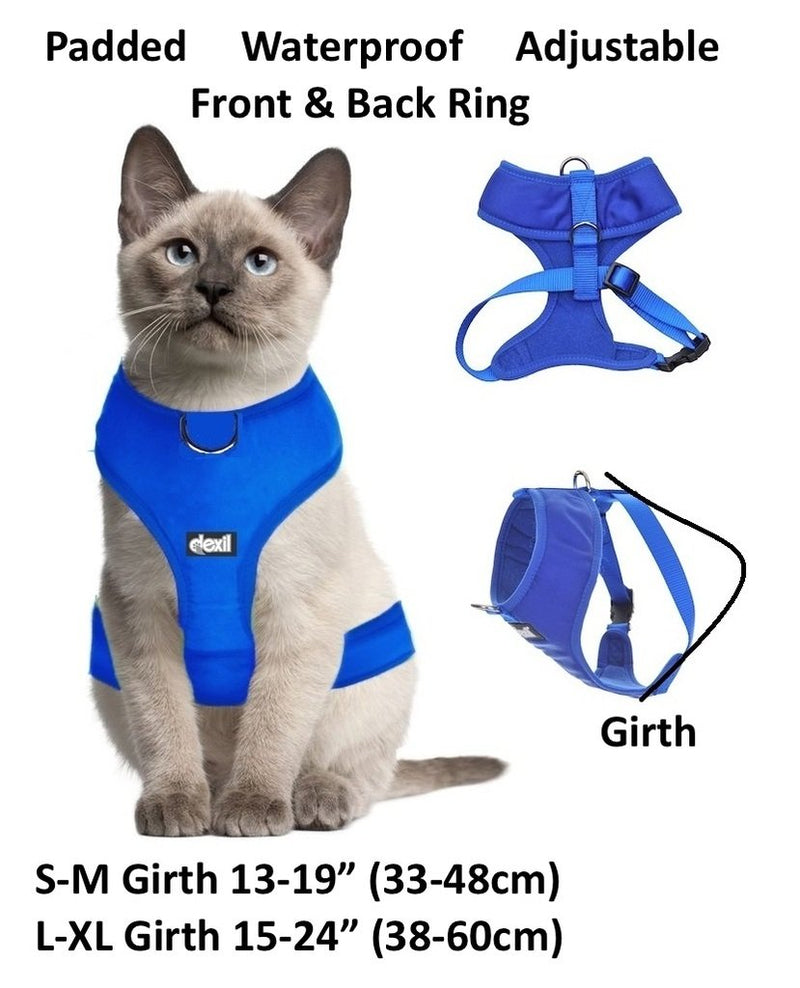 [Australia] - Dexil Luxury Cat Harness Padded and Water Resistant Small-Medium Royal Blue 