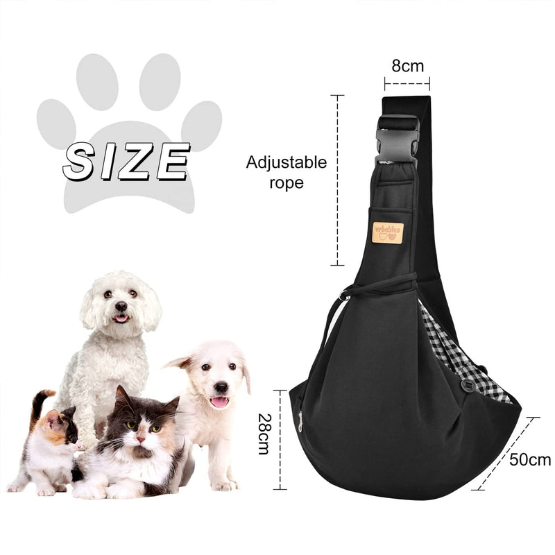 vrbabies Dog Carriers for Small Dogs Hands Free Breathable Reversible Dog Sling Carrier, Adjustable Cotton Dog Carrier Sling Design Suitable for Puppy, Small Dogs, and Cats for Outdoor Travel Black - PawsPlanet Australia