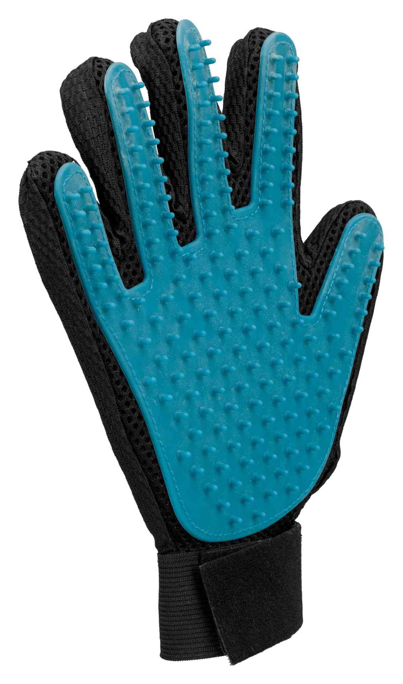 Trixie 23393 grooming glove, 16 × 24 cm, black/turquoise - PawsPlanet Australia