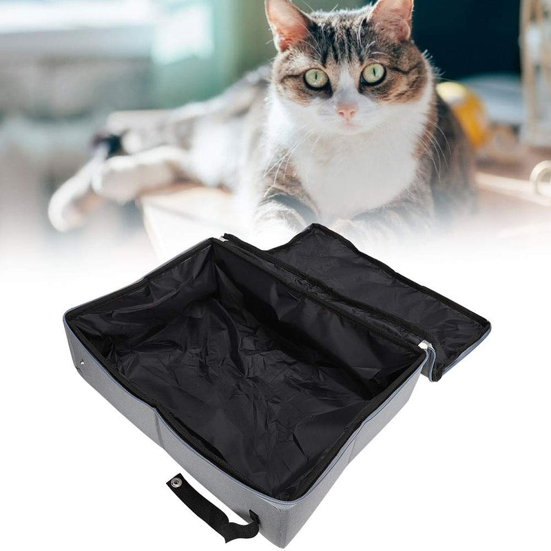 Folding Cat Litter Box, Collapsible Portable Cat Litter Box Home Outdoor Travel Foldable Waterproof Pet Toilet with Cover (L-Grey) L Grey - PawsPlanet Australia