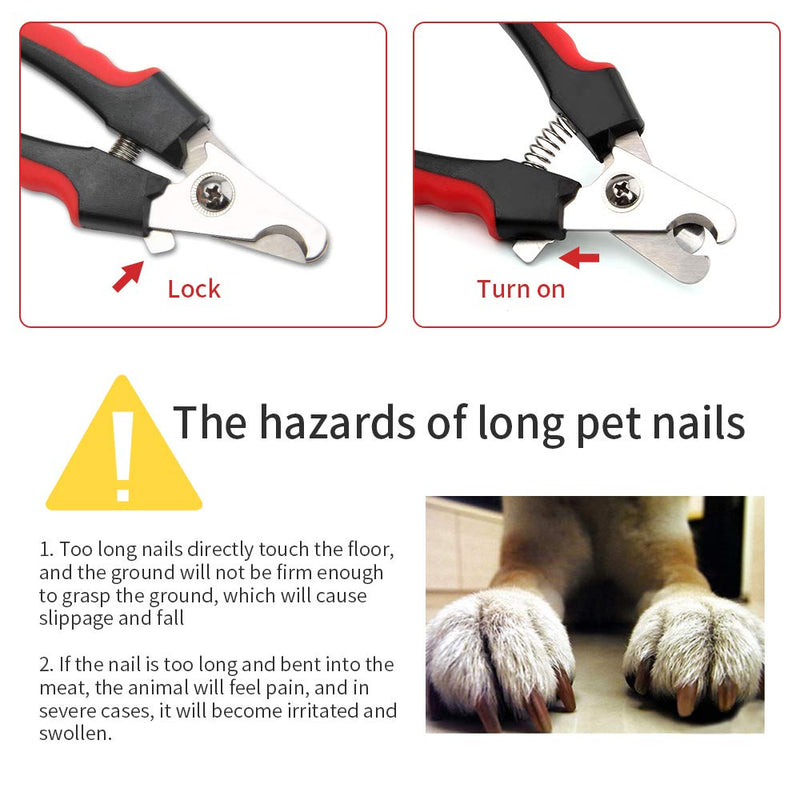 Professional Pet Nail Clipper Stainless Steel Dog Cat Nail Trimmers With Safety Guard & Free Nail File Sturdy Non-Slip Handles for Dogs Cats Birds Guinea Pig Animal Claws - PawsPlanet Australia