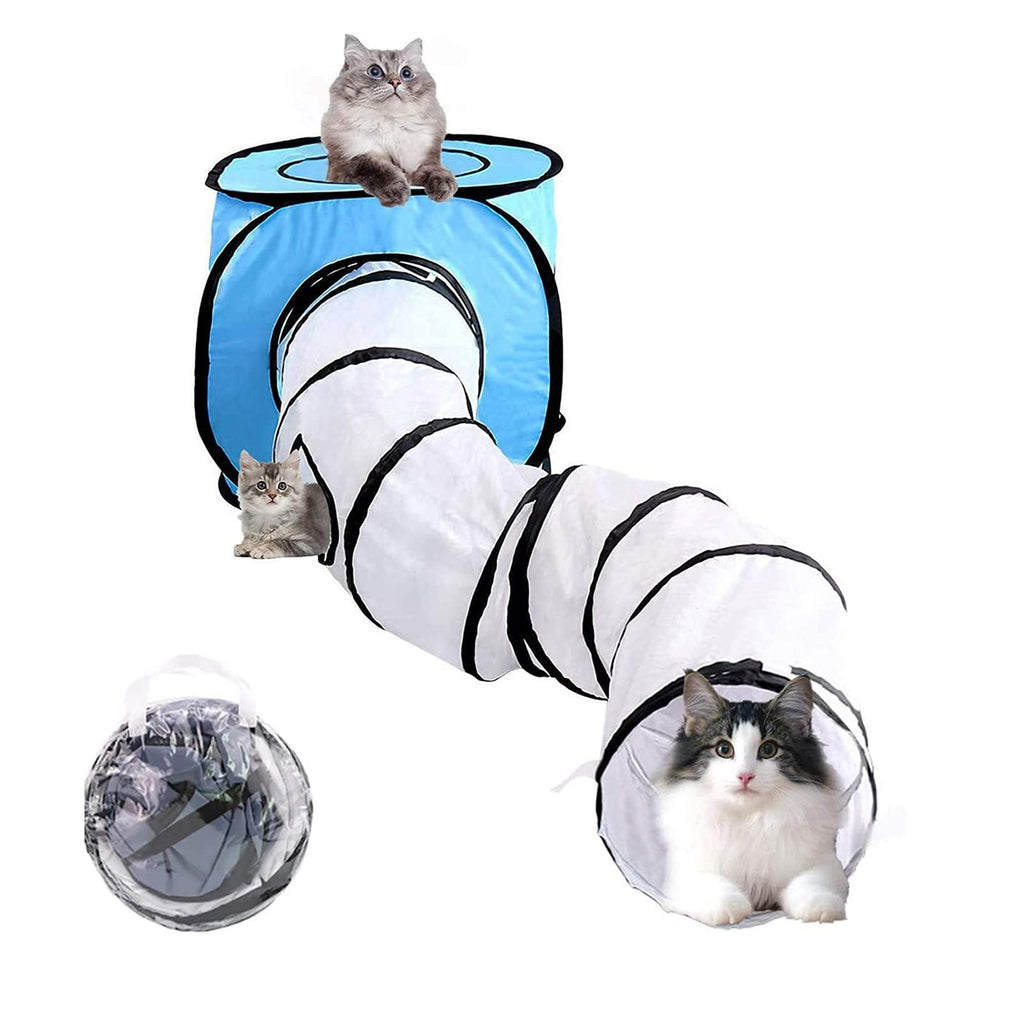 Wuudi Cat Tunnel Tube and Tent with Velcro Adhesion, Foldable Creative Cat Tube Cat Tent, Cat Cube Pop Up Indoor Outdoor Toy for Cat/Puppy/Rabbit - PawsPlanet Australia