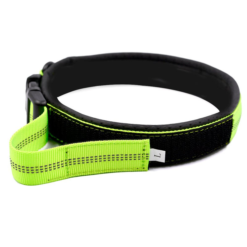 HOPESO Classic Padded Dog Collar | Soft Comfortable Adjustable | 3M Reflective Nylon | Air Permeable Mesh Pet Collars for Dogs (Medium, Green) Medium 14.95"-18.00" - PawsPlanet Australia