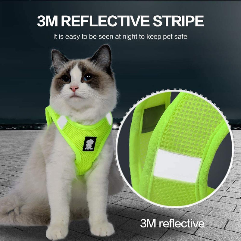 N / A Cat Harness and Leash, Reflective Escape Proof Kitten Harness Adjustable Breathable Mesh Padded Vest Harnesses For Pet Cat Outdoor Walking (M, Fruit Green) M: for chest 35-40cm - PawsPlanet Australia