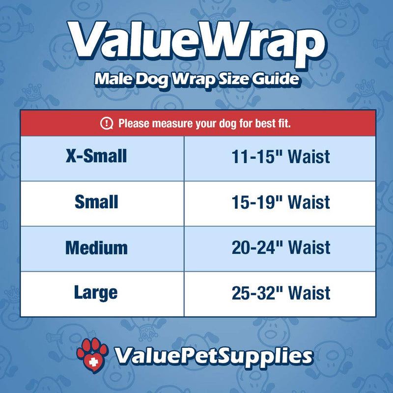 [Australia] - ValueWrap Disposable Male Dog Diapers, Wraps, 1-Tab Large, 24 Count - Absorbent Male Wraps, Incontinence, Excitable Urination, Travel, Snag-Free Fastener, Leak Protection, Wetness Indicator 