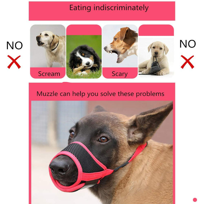 HEELE Nylon Dog Muzzle, Adjustable Strap, Breathable, Secure, Quick Fit for Small, Medium Dogs, Prevents Biting, Chewing and Barking (L, Red) L - PawsPlanet Australia