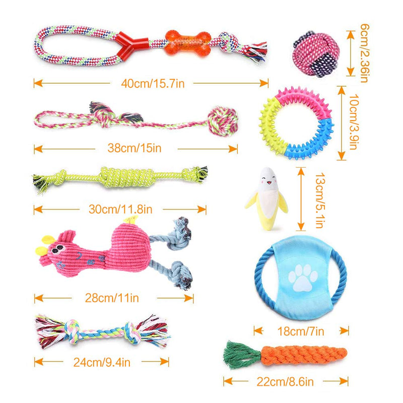 Trongle Dog Toys for Puppy, Cotton Puppy Chew Toys Set Dog Rope Toys with Frisbee and Braided Rope for Small or Medium DogsTeething Bundle Teeth Cleaning (10 PCS) - PawsPlanet Australia