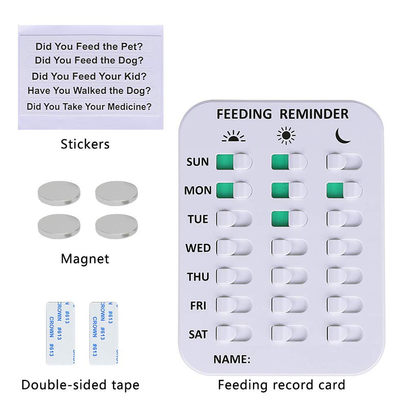 [Australia] - WIOR Dog/Cat Feeding Reminder, Magnetic Daily Pill/Medication Reminder with Glide Sign, Did You Feed The Dog/Cat/Pet/Kid Reminder Tracker, 3 Times A Day for Old People - Prevent Overfeeding or Obesity 