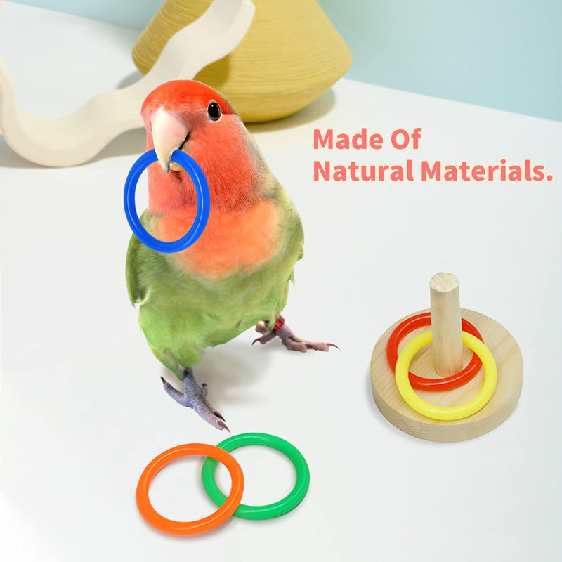 Bird Toys For Parakeets,5pcs Parrot Toys Set （Include Bird Basketball Toy、Bird Skateboard、Bird Stacking Toy、Parrot Wooden Block Puzzles Toy、Small Sepak Takraw）,Parakeet Toys、For Bird Training Toys - PawsPlanet Australia