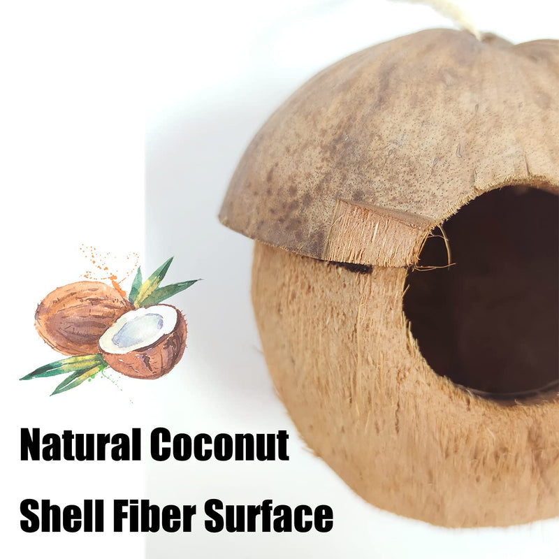 Natural Coconut Bird Hide Nest Hut House Coconut Shell Breeding Bird Nest Coconut Fiber Hanging Birdhouse Cage Habitats Decor For Pet Parrot Budgies Parakeet Lovebird Finch Canary Hamster (2 packs) - PawsPlanet Australia