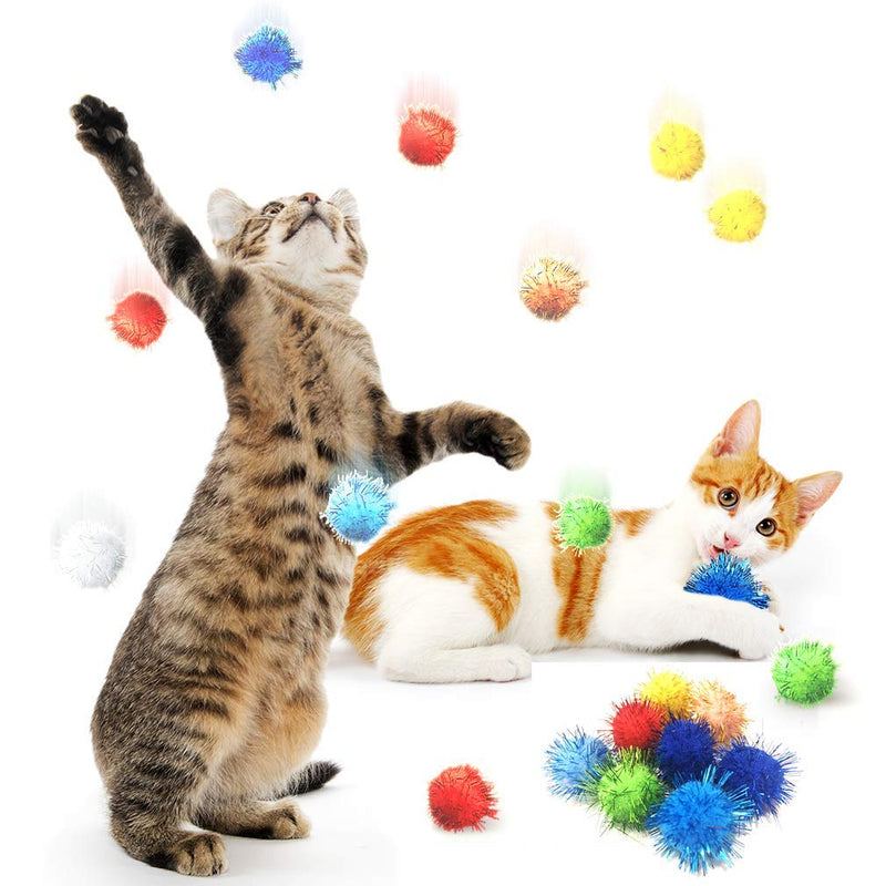 [Australia] - Meric Cat Toy Sparkle Ball Jumbo Pack, Unleash Your Cat’s Inner Lion, No More Flabby Tummy, Get Your Kitty Fit Again with These Sparkly Balls, Ideal for Multi-Cat Homes, Bond Over Play, 20-Pieces 