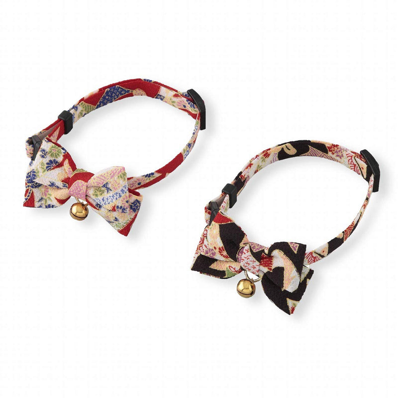 [Australia] - Necoichi Chirimen Kimono Bow Tie Cat Collar Red 