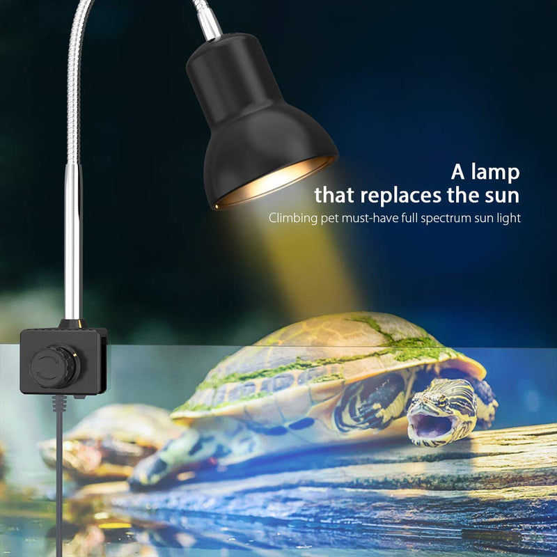 DADYPET Reptile Heat Lamps, Turtle Lamp UVA/UVB Turtle Aquarium Tank Heating Lamps with Holder, 360° Rotatable Habitat Aquarium Basking Lamp for Turtles Tortoise Snake Lizards Terrarium with 2 Bulb B - PawsPlanet Australia