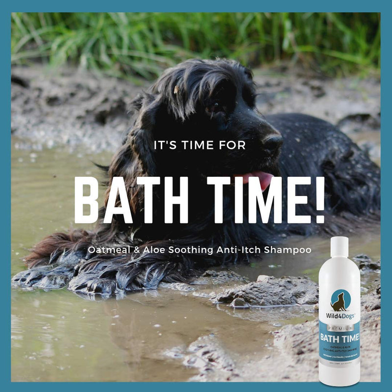 [Australia] - Wild 4 Dogs Premium Oatmeal & Aloe Shampoo for Dogs and Puppies - for a Fresh and Clean Dog - All Natural, No Harsh Chemicals, Relieves Dry Itchy Skin, Anti-Itch Shampoo 16 Ounce 