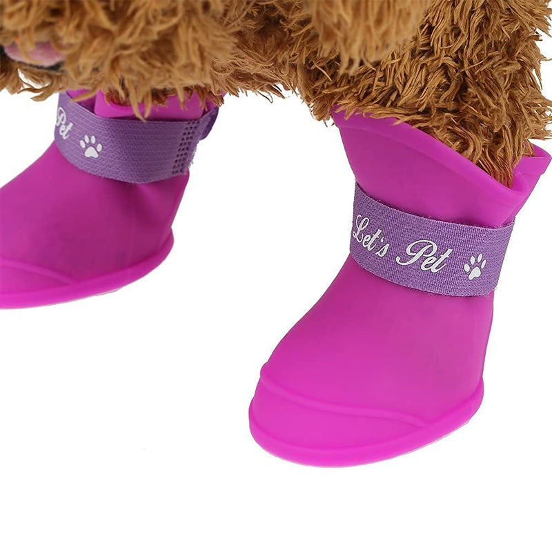 Fdit 4Pcs Pet Dog Rain Shoes Silicone Waterproof Anti-slip Protective Rain Shoes for Dog Small Animal (M/Purple) - PawsPlanet Australia