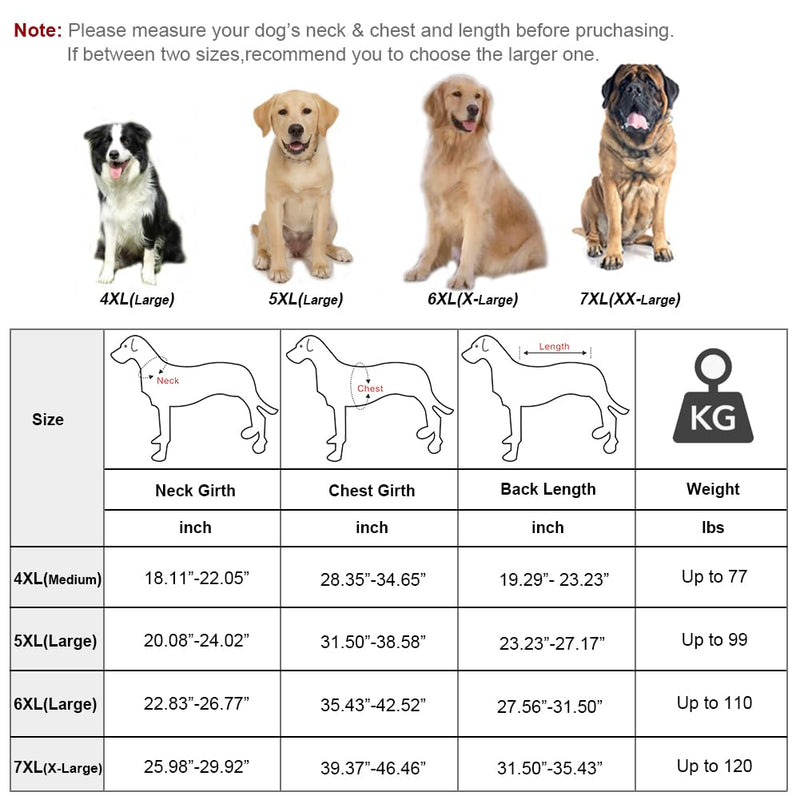 Large Dog Winter Coat, Warm Dog Jacket Reflective Fleece Dog Cold Weather Coat Warm Doggie Clothes Waterproof Dog Vest with Zipper Leash Hole for Small Medium Large Dogs (Yellow, 4XL) Yellow - PawsPlanet Australia