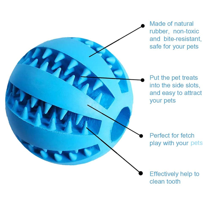 Dog Treat Toy Ball, Dog Tooth Cleaning Toy, Interactive Dog Toys(1 Green+1 Blue) 2.8" Pack of 2 - PawsPlanet Australia