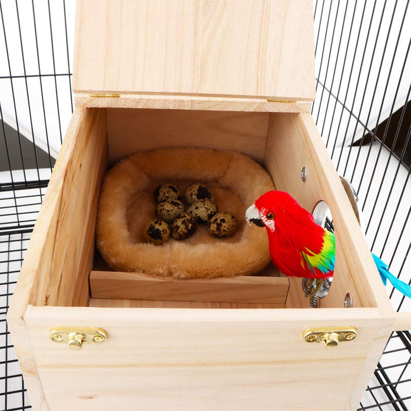 DQITJ Super Large Bird Breeding Box Wooden Hatching House Mating Cage Nest for Bird Parrot Conure Lovebird Finch Canary Parakeet Cockatiel Budgie African Grey Amazon Cockatoo (13.3" x 7.6" x 6.9") - PawsPlanet Australia