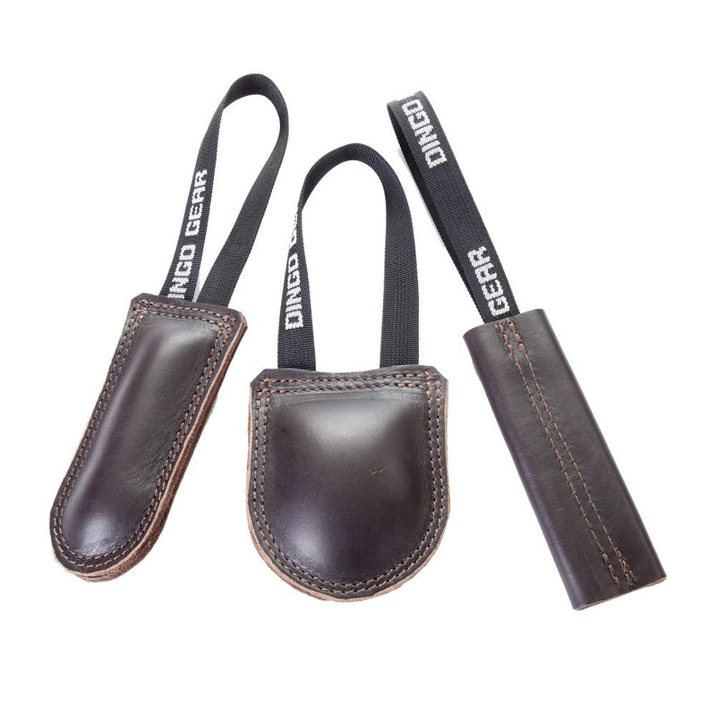 Dingo Gear Dog Bite Tug Handmade of Brown Grain Leather Strong For Training K9 Ipo Agility and Just Fun S00224, Chocolate - PawsPlanet Australia