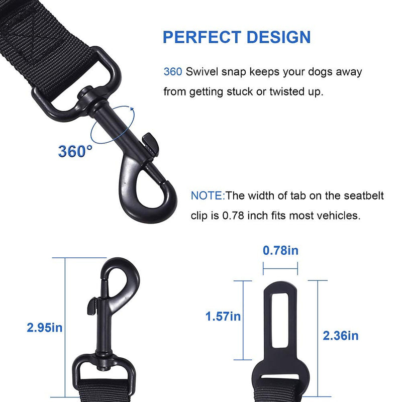[Australia] - Fancigo Dog Car Safety Seat Belt Harness 2 Pack Leash Adjustable Elastic Nylon Bungee Buffer Dog Pet Safety Leads Harness Car Vehicle Safety Attaches Harness Clip Car Buckle 