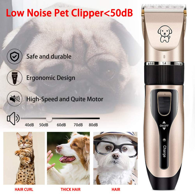 HooMore Electrical Pet Clipper Professional Grooming Kit Rechargeable Pet Cat Dog Hair Trimmer Shaver Cordless Set Animals Hair Cutting Machine Black and Gold - PawsPlanet Australia