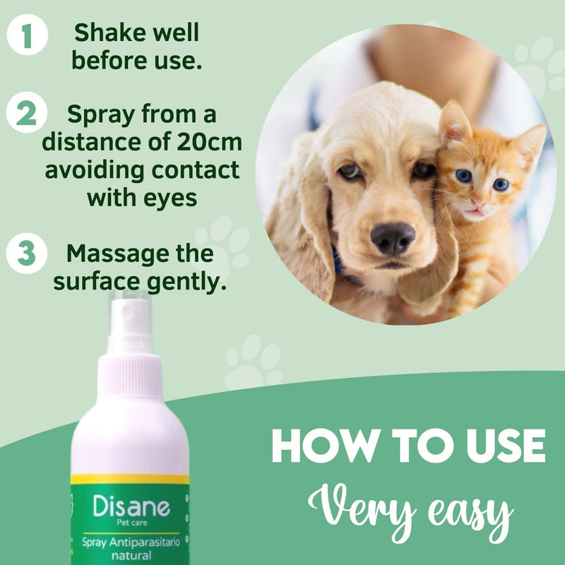 DISANE Natural Flea Spray for Dogs | 250ml | Repels fleas, ticks, mites, lice and mosquitoes (Leishmania) | Natural Insect Repellent for Dogs and Puppies | Ideal for spraying before walking - PawsPlanet Australia