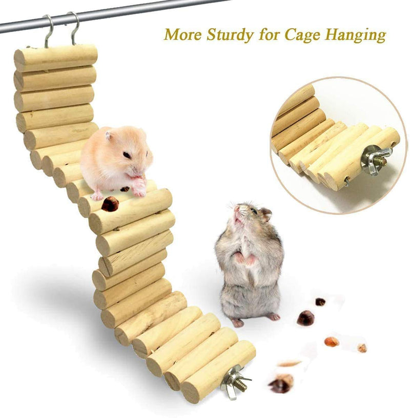 [Australia] - SONYANG Hamster Chew Toys, 6 Pack Wooden Little Pet Toys Cage Toys Hammock Nest Swing Bridge Ladder Stairs Climbing Toys for Hamster Squirrel Pig Chinchilla Parrot 