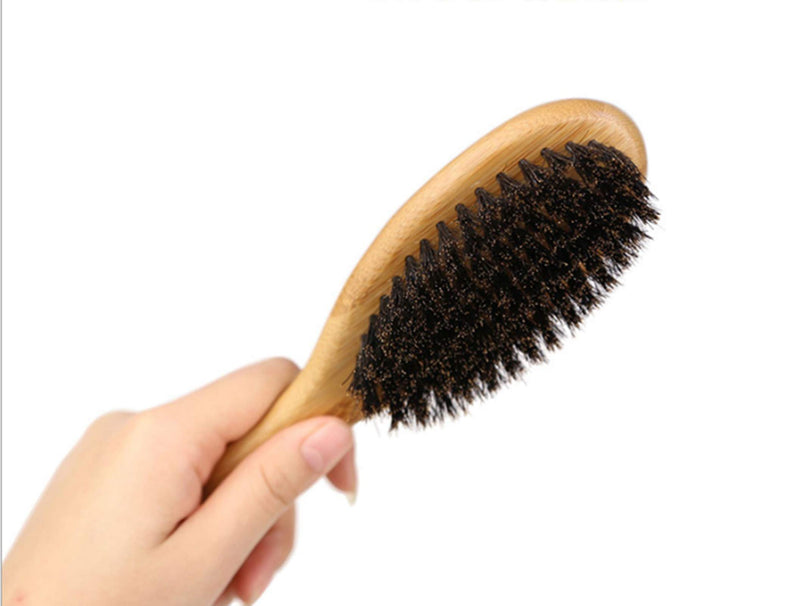 [Australia] - Patina Pet Grooming Brush,Natural Bamboo Boar Bristles Brush for Matted Short and Long Haired Dogs Cats Gentle Easy Grooming Massage 