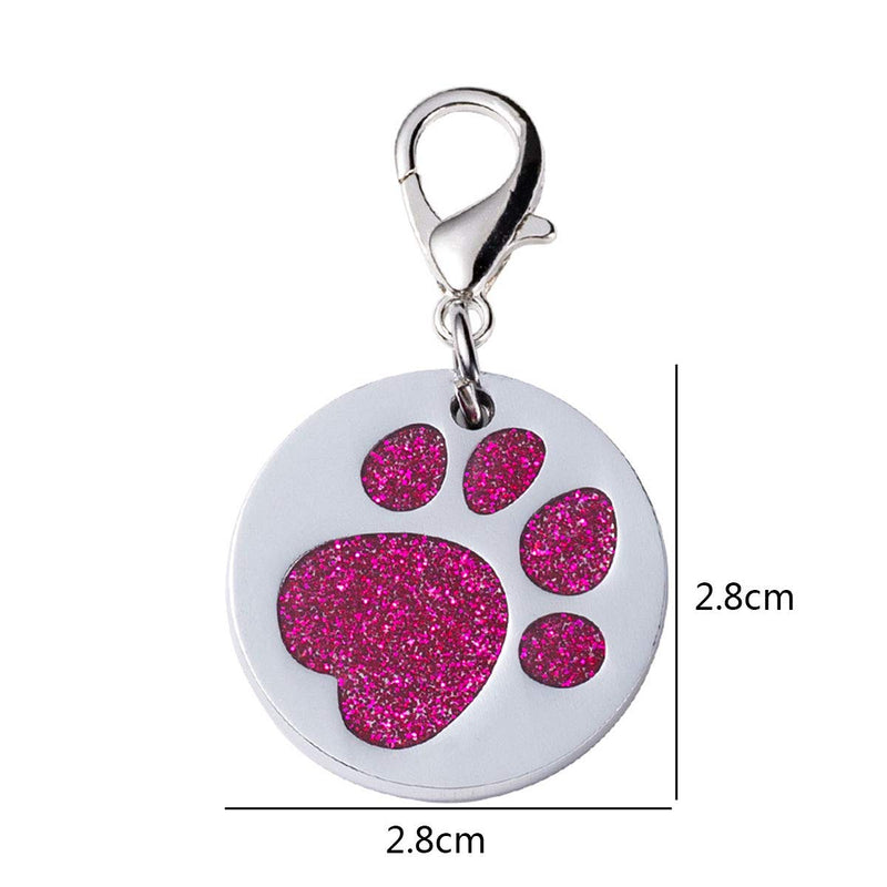 JieGuanG Dog Name Tag, 2 Pcs Metal Glitter Paw Print Pet ID (Pink, Blue) - PawsPlanet Australia