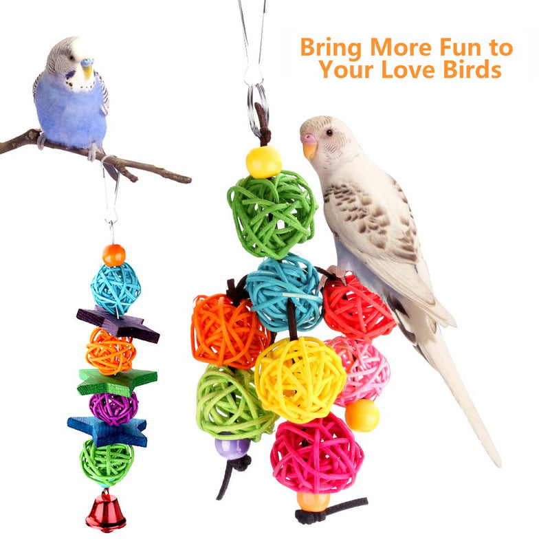 Achort 5pcs Bird Parrot Toys Hanging Bell Pet Bird Cage Swing Toy Wooden Perch Chewing Toy for Small Parakeets Cockatiels, Conures, Macaws, Parrots, Love Birds, Finches - PawsPlanet Australia