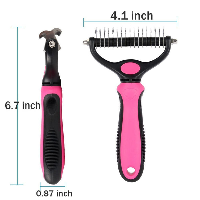 Pet Grooming Comb Dog Undercoat Rake,Dematting Comb Groomimg Stripping Deshedding Tool For for Knots, Tangles, Matted Fur Cats(Large Medium and Small) Pink - PawsPlanet Australia