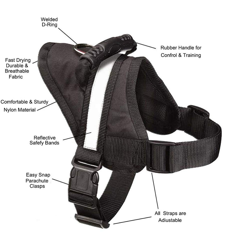 [Australia] - EXPAWLORER Big Dog Harness Soft Reflective No Pull Vest for Medium to Large Dogs L Black 