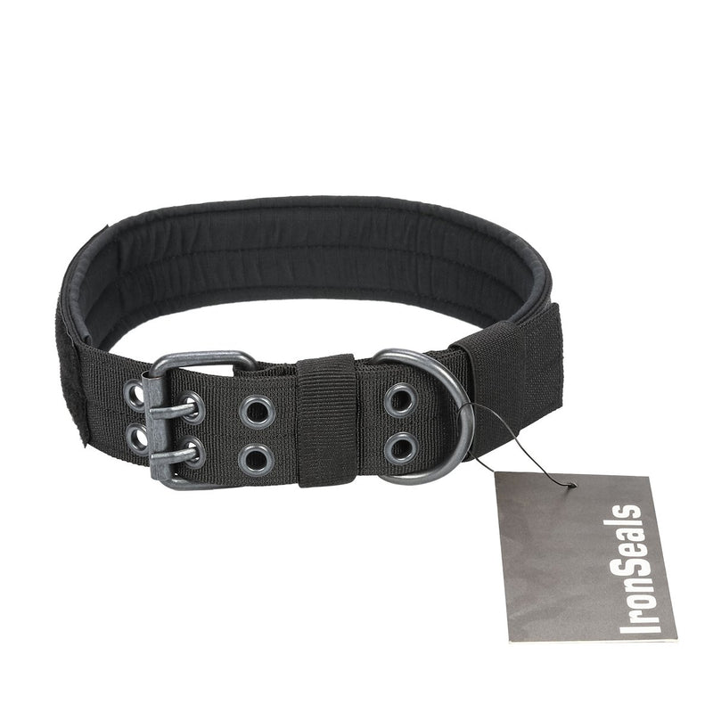 [Australia] - IronSeals AQ Military Training Heavy Duty Tactical Nylon Dog Collar with Metal D Ring & Buckle Black X-Large 
