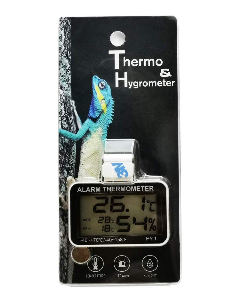 LXSZRPH Reptile Thermometer Hygrometer with High Low Temperature Alarm Digital Temperature Humidity Meter Gauge with Hook for Reptile Tanks, Terrariums, Vivariums, Black 1Pack - PawsPlanet Australia