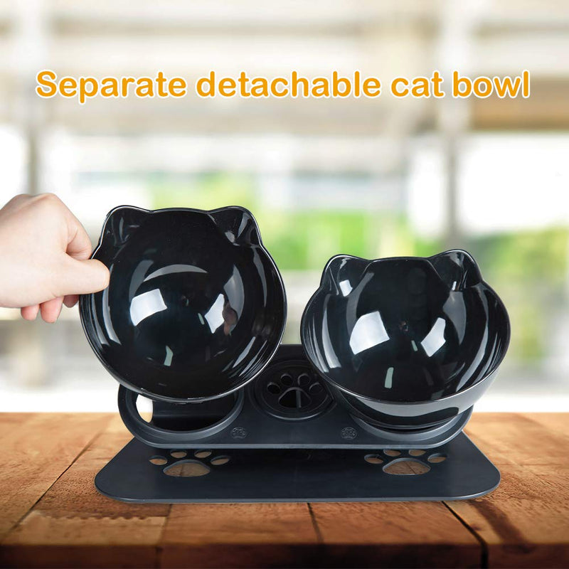 Pantula Cat Bowls - Tilted cat Food Bowls - Raised cat Food Bowl Pet Double 15° Slanted cat Bowls Elevated with Non-Slip Rubber Base Stand for cat Dish… Black - PawsPlanet Australia