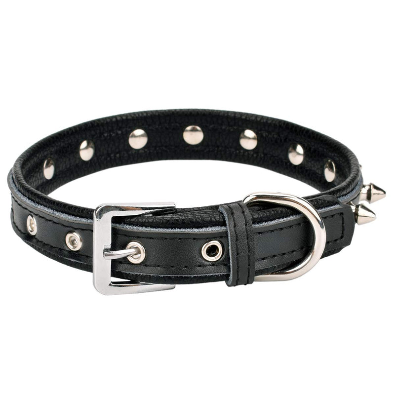 AOLOVE Spiked Studded Padded Leather Pet Collars for Cats Puppy Small Medium Large Dogs 8"-10" Neck * 0.6" Wide Black Spiked - PawsPlanet Australia