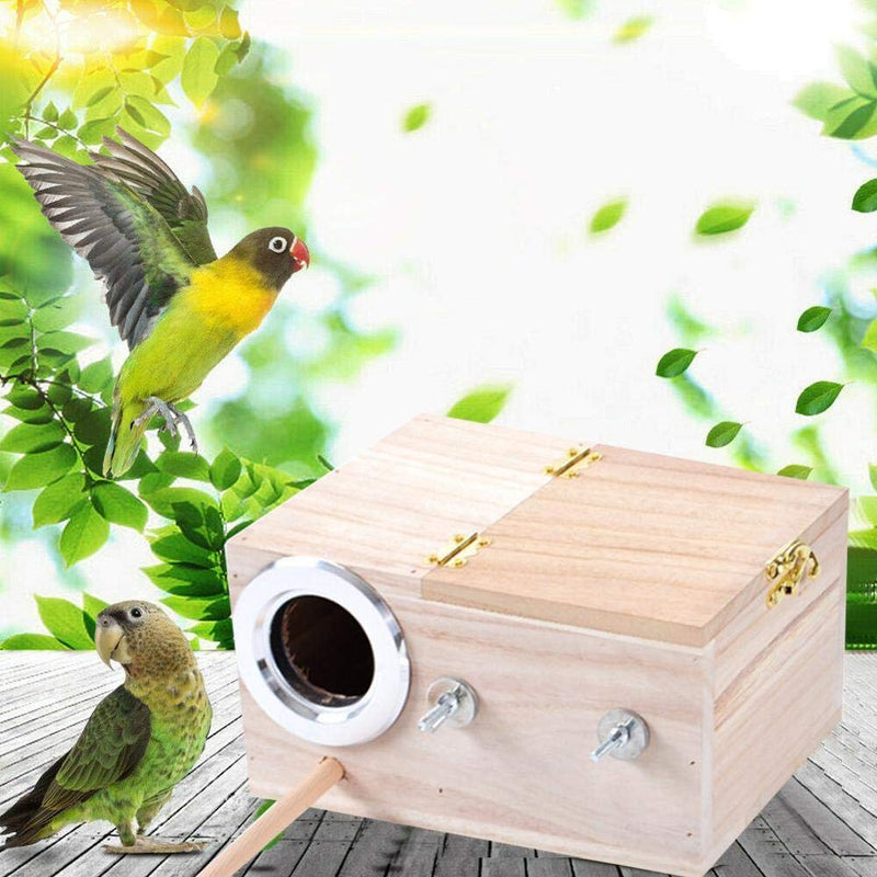 Hovico Parakeet Nesting Box, Pet Bird Wooden House Parakeet Nest Box Bird House Box Parrotlets Wood for Lovebirds Breeding Mating Bird Supplies Box S - PawsPlanet Australia