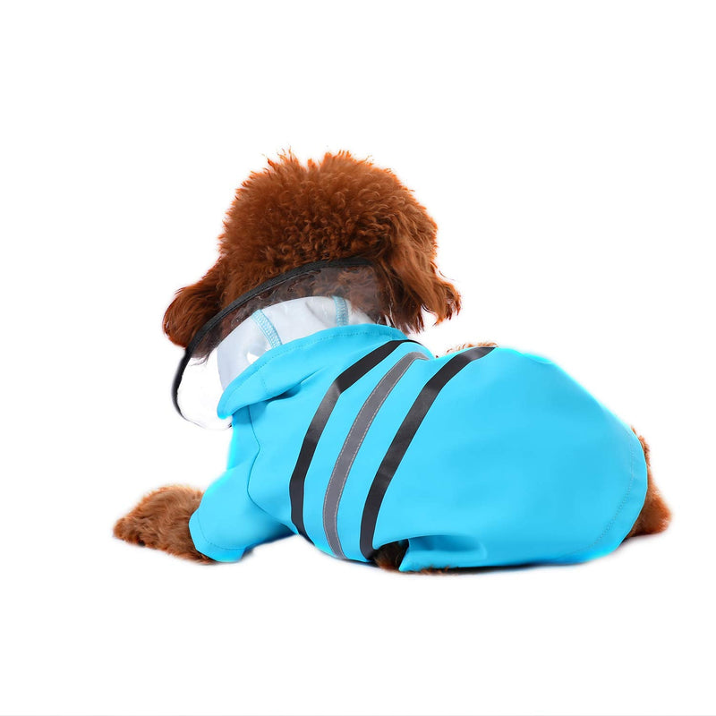 Wizland Dog Raincoat Dog Rain Jacket with Hood Lightweight Waterproof Jacket X-Small to XX-Large Dogs and Puppies Blue - PawsPlanet Australia