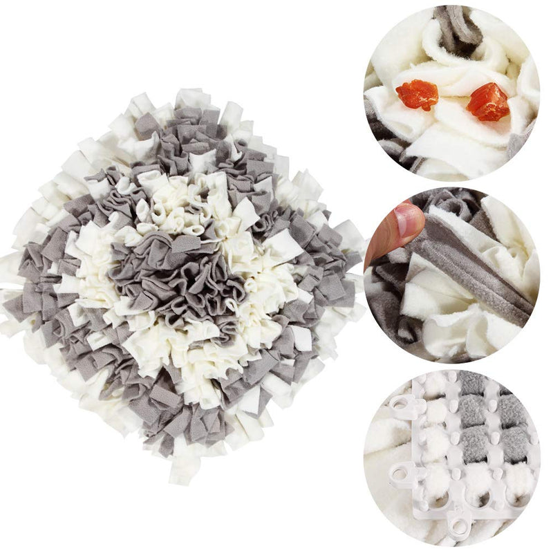 YEAKOO Dog Snuffle Mat,BenchMart Hand Woven Dog Sniffing Pad Soft Pet Nose Work Smell Snuffle Mat Training Feeding Foraging Skill Blanket Dog Play Mats Puzzle Toys 45 x 45cm (Grey/White) Grey/White - PawsPlanet Australia