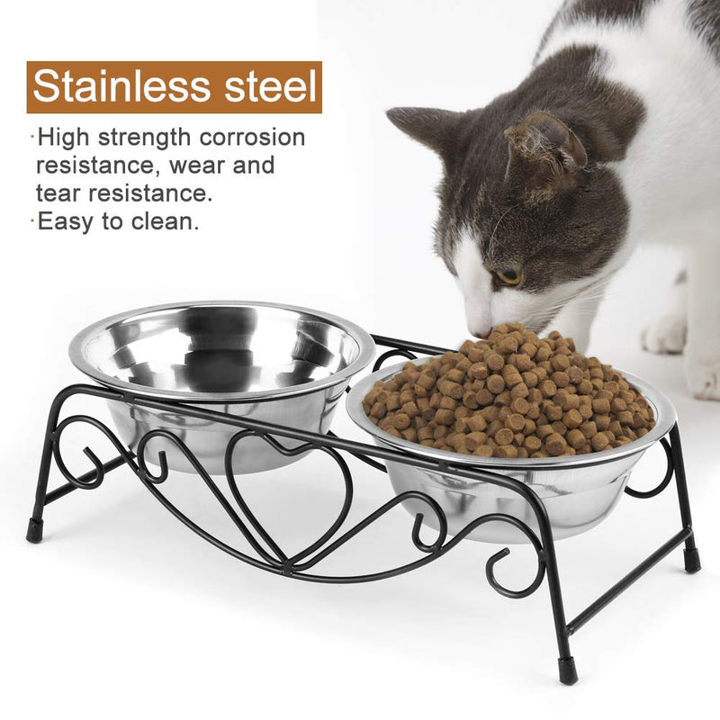 GAESHOW Stainless Steel Double Dog Cat Food Water Bowls Feeder Dishes Shelf Stand Cat Food Bowls - PawsPlanet Australia