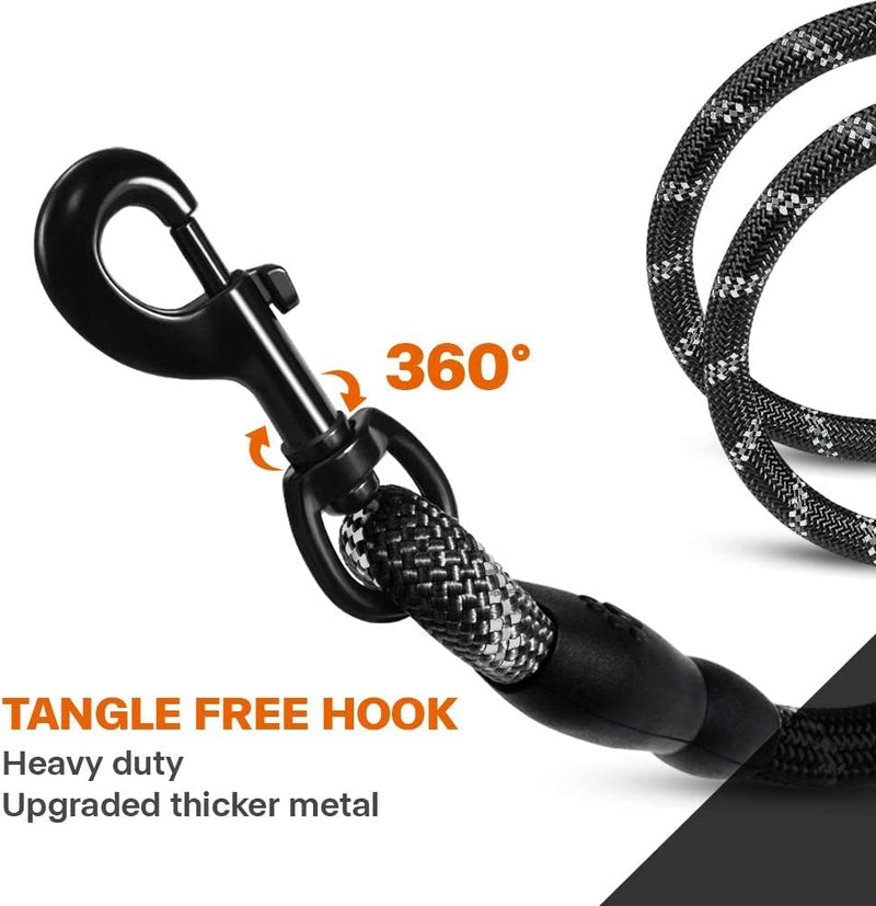 Cutefly dog leash for small medium and large dogs 1.5m up to 150kg with comfortable padded handle & robust reflective nylon for safety for people and dogs, black - PawsPlanet Australia